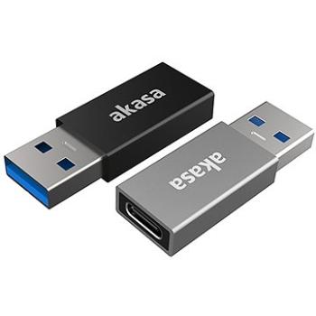 AKASA USB 3.1 Gen2 Type-C female to Type-A male adapter, 2 pack (AK-CBUB61-KT02)