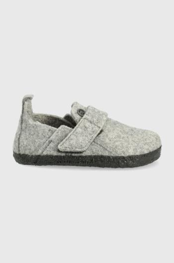 Dětské vlněné pantofle Birkenstock šedá barva