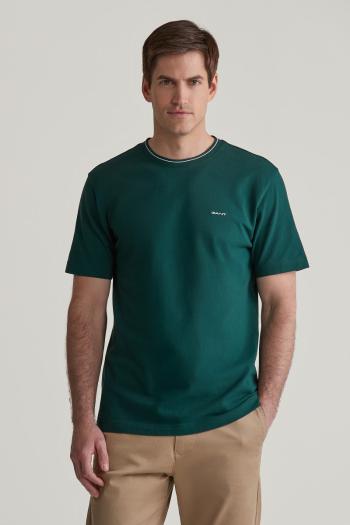 TRIČKO GANT TEXTURED RIB SS TSHIRT TARTAN GREEN