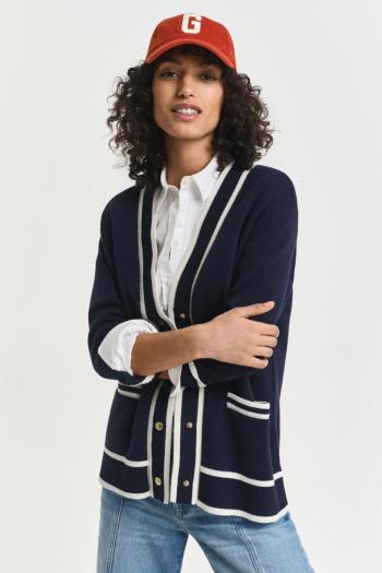 KARDIGAN GANT CONTRAST KNIT CARDIGAN EVENING BLUE