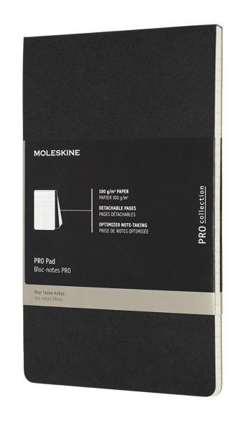 Jegyzettömb MOLESKINE Professional L, vonalas, fekete