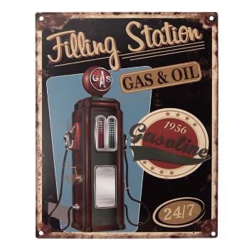 Černá antik nástěnná kovová cedule Filling Station - 20*1*25 cm 6Y5179