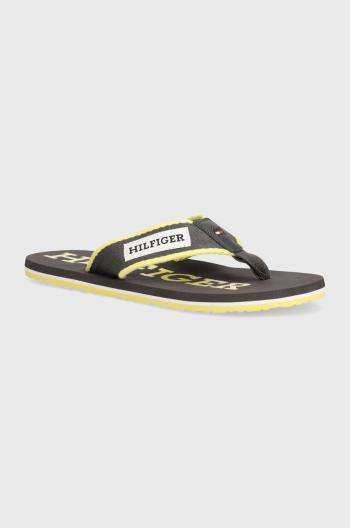 Žabky Tommy Hilfiger PATCH BEACH SANDAL pánské, šedá barva, FM0FM05024