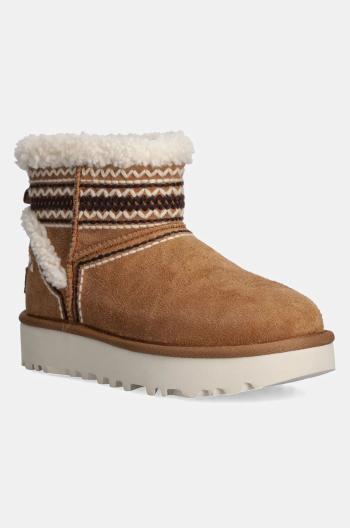 Semišové sněhule UGG Classic Mini Atherson hnědá barva, 1158281-CHE