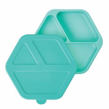 Tiny Twinkle Silicone Plate dělený talíř s víkem Mint 1 ks