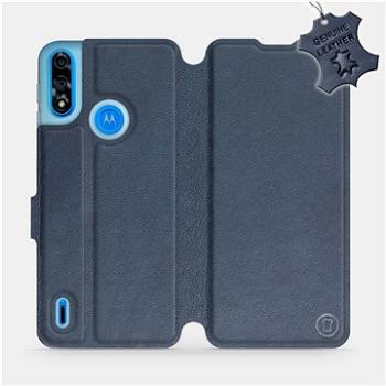 Kožené flip pouzdro na mobil Motorola Moto E7 Power - Modré -  Blue Leather (5903516685615)