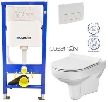 GEBERIT DuofixBasic s bílým tlačítkem DELTA51 + WC CERSANIT CITY NEW CLEANON + WC SEDÁTKO SLIM 458.103.00.1 51BI CI2