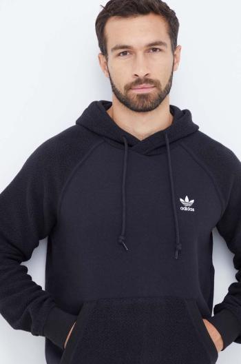 Mikina adidas Originals pánská, černá barva, s kapucí, s aplikací