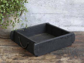 Dřevěná černá retro bedýnka s uchy Brick old black - 31*25*8 cm 41454-24