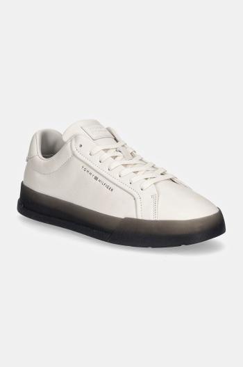 Kožené sneakers boty Tommy Hilfiger TH COURT BEST bílá barva, FM0FM05214