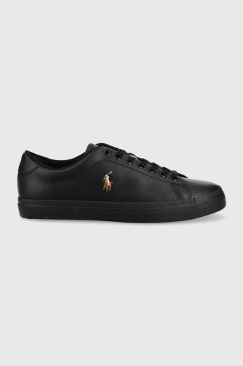 Kožené sneakers boty Polo Ralph Lauren Longwood , černá barva