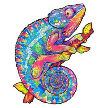 UNIDRAGON Drevené puzzle iridescent chameleón veľkosť M