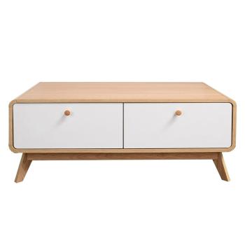 Fehér-natúr színű TV-állvány tölgyfa dekorral 100x40 cm Caitlin – Støraa