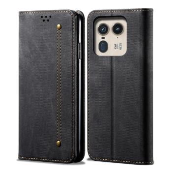 DENIM Peňaženkový kryt pre Motorola Edge 50 Ultra čierny
