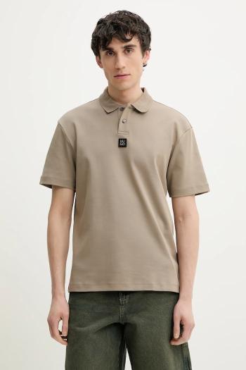 HUGO pamut póló barna, sima, 50517638