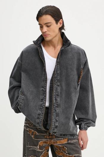 Džínová bunda Y/Project EVERGREEN PINCHED LOGO DENIM WINDBREAKER pánská, šedá barva, přechodná, oversize, 207JA002