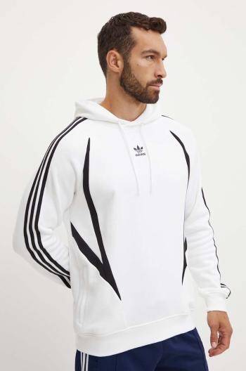 Bavlněná mikina adidas Originals pánská, bílá barva, s kapucí, vzorovaná, IZ4829