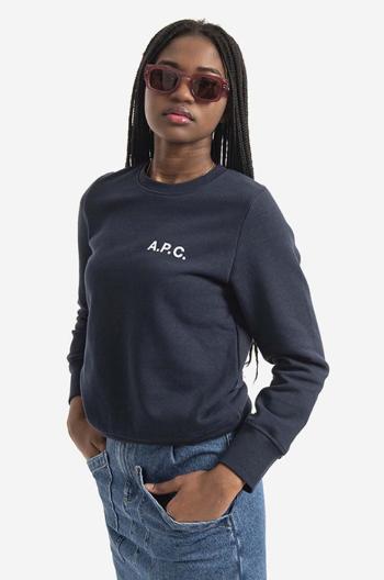 Bavlněná mikina A.P.C. Sweat Shelley COETM-F27693 DARK NAVY dámská, tmavomodrá barva, s potiskem