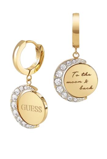 Guess Kruhové pozlacené náušnice s přívěsky Moon Phases JUBE01192JWYG