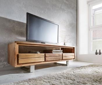 TV stolek Live Edge 146 cm akácie přírodní 3 zásuvky 1