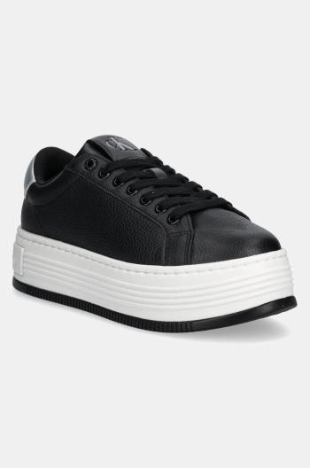 Kožené sneakers boty Calvin Klein Jeans BOLD FLATF LOW MIX OHB černá barva, YW0YW01632