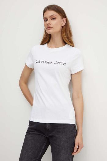 Bavlněné tričko Calvin Klein Jeans bílá barva, J20J220253