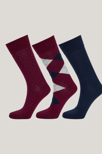 PONOŽKY GANT ARGYLE SOCKS 3-PACK GIFT BOX RICH WINE