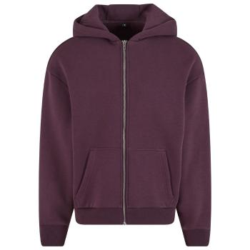 Build Your Brand Hebká pánská mikina na zip Fluffy - Švestková | XL