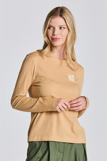 TRIČKO GANT D1. QUADRAT LOGO LS T-SHIRT TOFFEE BEIGE