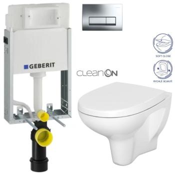 GEBERIT KOMBIFIXBasic vč. chromového tlačítka DELTA 51 + WC CERSANIT ARTECO CLEANON + SEDÁTKO 110.100.00.1 51CR AT1