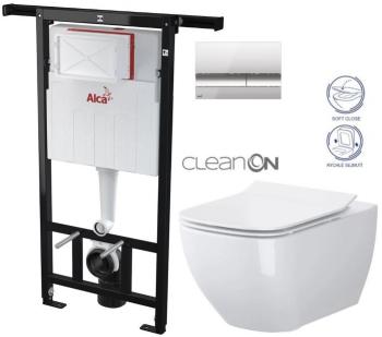 ALCADRAIN Jádromodul předstěnový instalační systém s chromovým tlačítkem M1721 + WC CERSANIT CLEANON VIRGO + SEDÁTKO AM102/1120 M1721 ME1