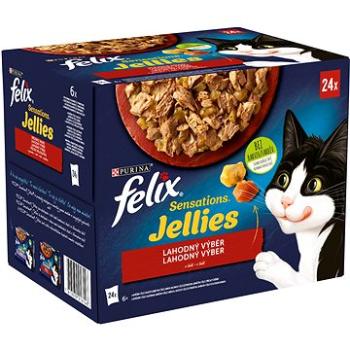 Felix Sensations Jellies hovězí s rajčaty, kuře s mrkví, kachna, jehněčí  v lahodném želé 24 x 85 g (7613039916148)