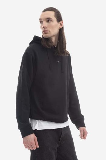 Bavlněná mikina A.P.C. Hoodie Larry pánská, černá barva, s kapucí, hladká, COEIP-H27622 BLACK