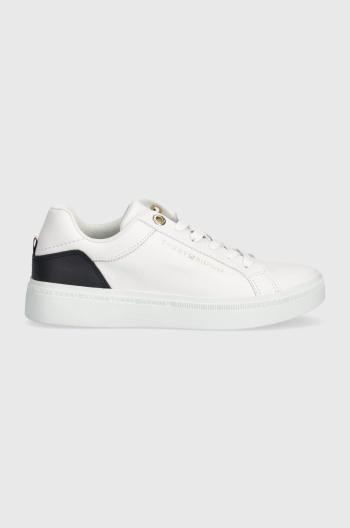 Kožené sneakers boty Tommy Hilfiger ELEVATED ESSENTIAL COURT SNEAKER bílá barva, FW0FW07635