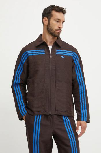 Bunda adidas Originals Club Jacket pánská, hnědá barva, přechodná, JN5958