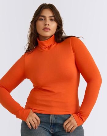 Tričko Organic Basics Everyday Turtleneck Tangerine