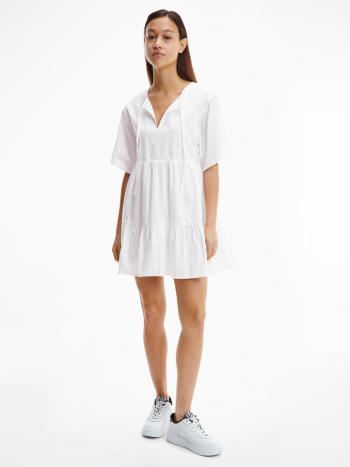 Tommy Jeans dámské bílé šaty TIERED KAFTAN  - M (YBR)