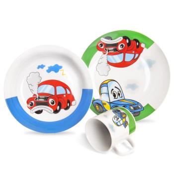 Dětská porcelánová jídelní sada AUTO 3 ks