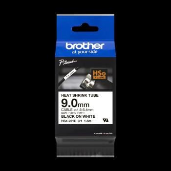 Brother HSe-221E Pro Tape, 9 mm x 1.5 m, černý tisk / bílý podklad, originální páska