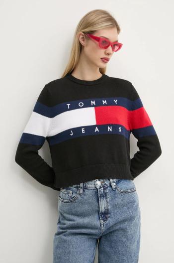 Bavlněný svetr Tommy Jeans černá barva, DW0DW19335