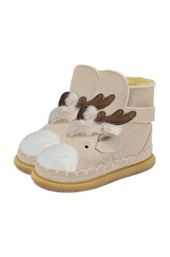 Dětské semišové zimní boty Donsje Dubu Exclusive Shoes Reindeer béžová barva, 1500505