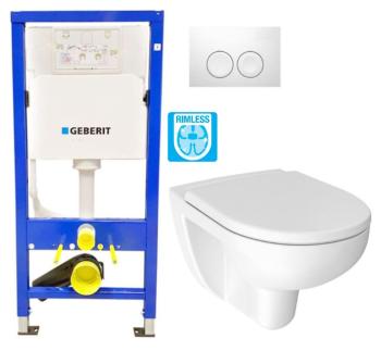 GEBERIT DuofixBasic s bílým tlačítkem DELTA21 + WC JIKA LYRA PLUS RIMLESS + SEDÁTKO DURAPLAST 458.103.00.1 21BI LY1