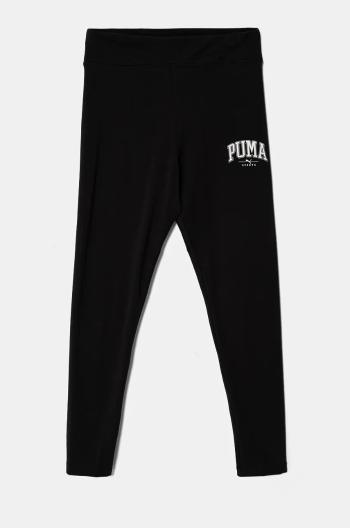 Dětské legíny Puma SQUAD High-Waist Leggings G Bl černá barva, s potiskem, 681782