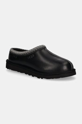 Kožené papuče UGG Tasman Lthr Regen černá barva, 1163890-BLK