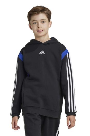 Dětská mikina adidas B HD CB černá barva, s kapucí, vzorovaná, JE0327