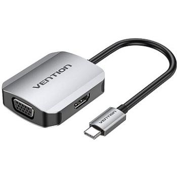 Vention USB-C to HDMI + VGA Converter 0.15m Gray Aluminum Alloy Type (TDIHB)