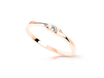 Cutie Jewellery Minimalistický prsten z růžového zlata se zirkony Z6714-3053-10-X-4 49 mm