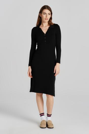 ŠATY GANT D2. RIB POLO DRESS EBONY BLACK