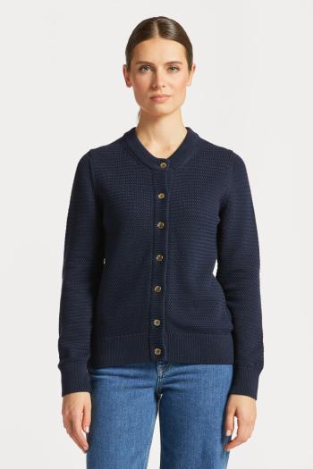 SVETR GANT COTTON TEXTURE C-NECK CARDIGAN EVENING BLUE