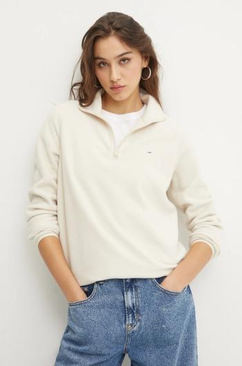 Mikina Tommy Jeans dámská, béžová barva, hladká, DW0DW19751